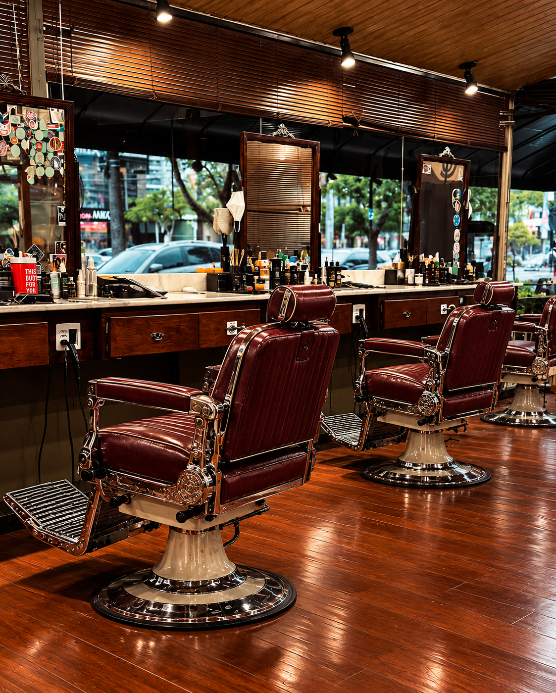 Cadeira clássica de couro da barbearia